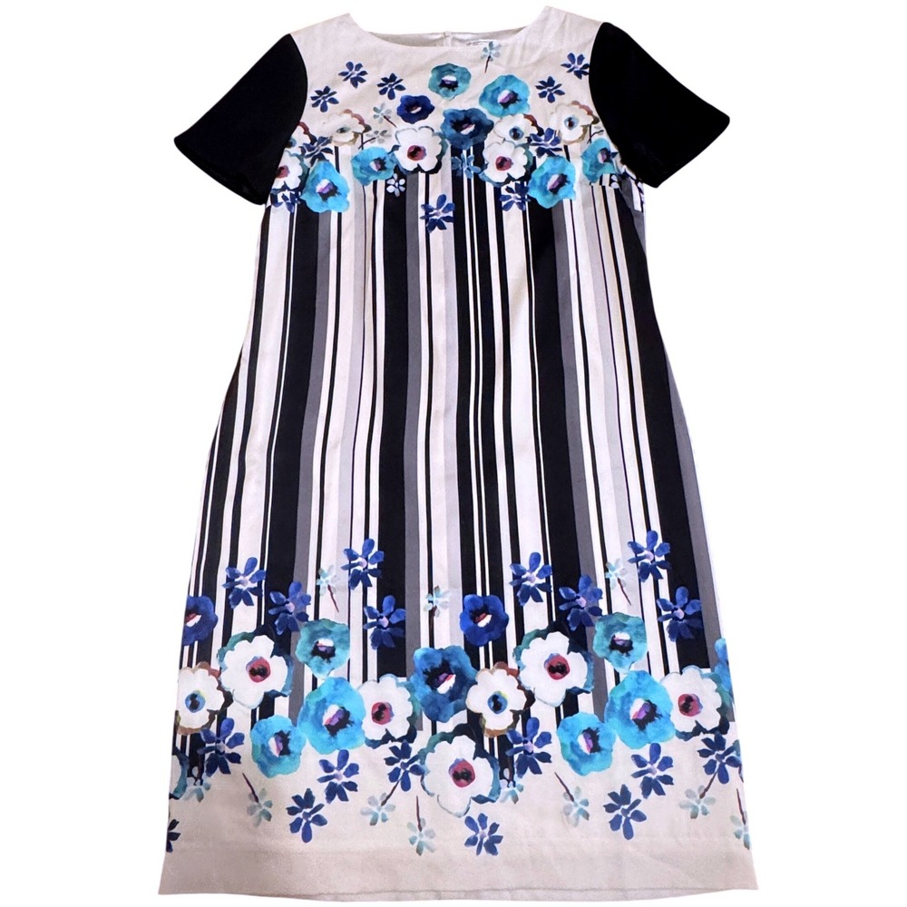 St. John Women's Dress‎ Size 4 Floral Silk Blend Shift Lightweight Quiet Luxury